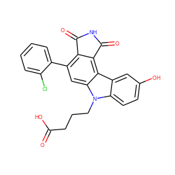 O=C(O)CCCn1c2ccc(O)cc2c2c3c(c(-c4ccccc4Cl)cc21)C(=O)NC3=O ZINC000040892098