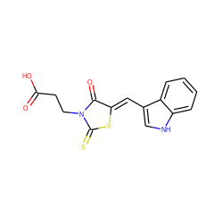 O=C(O)CCN1C(=O)/C(=C/c2c[nH]c3ccccc23)SC1=S ZINC000000969831