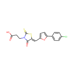 O=C(O)CCN1C(=O)/C(=C/c2ccc(-c3ccc(Cl)cc3)o2)SC1=S ZINC000002240009