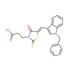 O=C(O)CCN1C(=O)/C(=C/c2cn(Cc3ccccc3)c3ccccc23)SC1=S ZINC000040937834