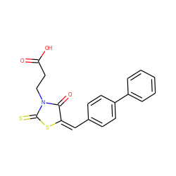 O=C(O)CCN1C(=O)/C(=C\c2ccc(-c3ccccc3)cc2)SC1=S ZINC000007166447