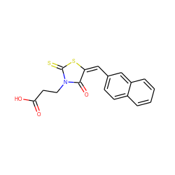 O=C(O)CCN1C(=O)/C(=C\c2ccc3ccccc3c2)SC1=S ZINC000007166499