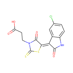 O=C(O)CCN1C(=O)/C(=C2/C(=O)Nc3ccc(Cl)cc32)SC1=S ZINC000072414735