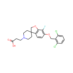 O=C(O)CCN1CCC2(CC1)COc1c2ccc(OCc2c(Cl)cccc2Cl)c1F ZINC000113582033