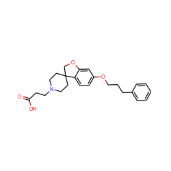 O=C(O)CCN1CCC2(CC1)COc1cc(OCCCc3ccccc3)ccc12 ZINC000168295315