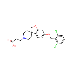 O=C(O)CCN1CCC2(CC1)COc1cc(OCc3c(Cl)cccc3Cl)ccc12 ZINC000113582416