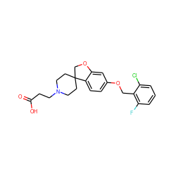 O=C(O)CCN1CCC2(CC1)COc1cc(OCc3c(F)cccc3Cl)ccc12 ZINC000113578430