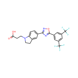 O=C(O)CCN1CCc2cc(-c3noc(-c4cc(C(F)(F)F)cc(C(F)(F)F)c4)n3)ccc21 ZINC000073195948