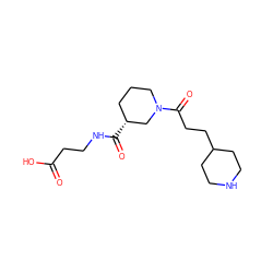 O=C(O)CCNC(=O)[C@@H]1CCCN(C(=O)CCC2CCNCC2)C1 ZINC000003805545