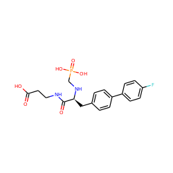 O=C(O)CCNC(=O)[C@H](Cc1ccc(-c2ccc(F)cc2)cc1)NCP(=O)(O)O ZINC000013734550