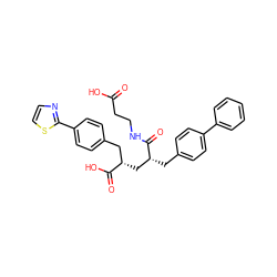 O=C(O)CCNC(=O)[C@H](Cc1ccc(-c2ccccc2)cc1)C[C@@H](Cc1ccc(-c2nccs2)cc1)C(=O)O ZINC000029417383