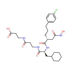 O=C(O)CCNC(=O)CCNC(=O)[C@H](CC1CCCCC1)NC(=O)[C@H](CCCc1ccc(Cl)cc1)CC(=O)NO ZINC000026386424