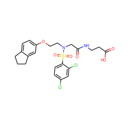 O=C(O)CCNC(=O)CN(CCOc1ccc2c(c1)CCC2)S(=O)(=O)c1ccc(Cl)cc1Cl ZINC000040877888