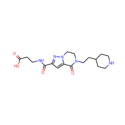 O=C(O)CCNC(=O)c1cc2n(n1)CCN(CCC1CCNCC1)C2=O ZINC000013762322