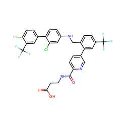 O=C(O)CCNC(=O)c1ccc(-c2cc(C(F)(F)F)ccc2CNc2ccc(-c3ccc(Cl)c(C(F)(F)F)c3)c(Cl)c2)cn1 ZINC000169702696