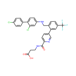 O=C(O)CCNC(=O)c1ccc(-c2cc(C(F)(F)F)ccc2CNc2ccc(-c3ccc(Cl)cc3)c(Cl)c2)cn1 ZINC000148160387