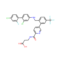 O=C(O)CCNC(=O)c1ccc(-c2cc(C(F)(F)F)ccc2CNc2ccc(-c3ccc(Cl)cc3F)c(Cl)c2)cn1 ZINC000148312414