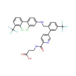 O=C(O)CCNC(=O)c1ccc(-c2cc(C(F)(F)F)ccc2CNc2ccc(-c3cccc(C(F)(F)F)c3Cl)c(Cl)c2)cn1 ZINC000169702697