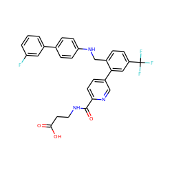 O=C(O)CCNC(=O)c1ccc(-c2cc(C(F)(F)F)ccc2CNc2ccc(-c3cccc(F)c3)cc2)cn1 ZINC000148145592