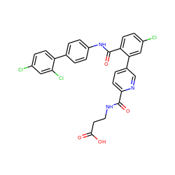 O=C(O)CCNC(=O)c1ccc(-c2cc(Cl)ccc2C(=O)Nc2ccc(-c3ccc(Cl)cc3Cl)cc2)cn1 ZINC000148410733