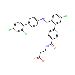 O=C(O)CCNC(=O)c1ccc(-c2cc(Cl)ccc2CNc2ccc(-c3ccc(Cl)cc3Cl)cc2)cc1 ZINC000149276769