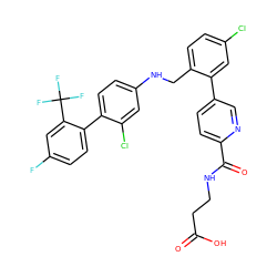 O=C(O)CCNC(=O)c1ccc(-c2cc(Cl)ccc2CNc2ccc(-c3ccc(F)cc3C(F)(F)F)c(Cl)c2)cn1 ZINC000149039119