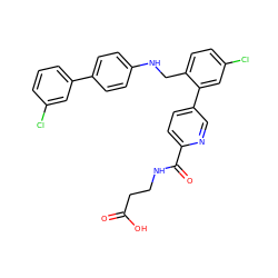 O=C(O)CCNC(=O)c1ccc(-c2cc(Cl)ccc2CNc2ccc(-c3cccc(Cl)c3)cc2)cn1 ZINC000148771211