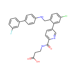 O=C(O)CCNC(=O)c1ccc(-c2cc(Cl)ccc2CNc2ccc(-c3cccc(F)c3)cc2)cn1 ZINC000148481887