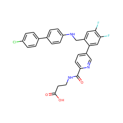 O=C(O)CCNC(=O)c1ccc(-c2cc(F)c(F)cc2CNc2ccc(-c3ccc(Cl)cc3)cc2)cn1 ZINC000148438796