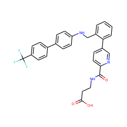 O=C(O)CCNC(=O)c1ccc(-c2ccccc2CNc2ccc(-c3ccc(C(F)(F)F)cc3)cc2)cn1 ZINC000145936889