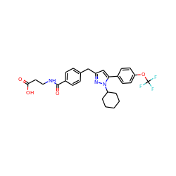 O=C(O)CCNC(=O)c1ccc(Cc2cc(-c3ccc(OC(F)(F)F)cc3)n(C3CCCCC3)n2)cc1 ZINC000038854249