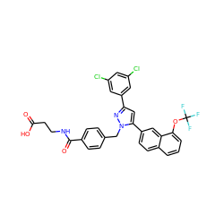 O=C(O)CCNC(=O)c1ccc(Cn2nc(-c3cc(Cl)cc(Cl)c3)cc2-c2ccc3cccc(OC(F)(F)F)c3c2)cc1 ZINC000095573794