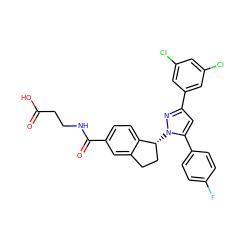 O=C(O)CCNC(=O)c1ccc2c(c1)CC[C@H]2n1nc(-c2cc(Cl)cc(Cl)c2)cc1-c1ccc(F)cc1 ZINC000653841637