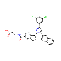 O=C(O)CCNC(=O)c1ccc2c(c1)CC[C@H]2n1nc(-c2cc(Cl)cc(Cl)c2)cc1-c1ccc2ccccc2c1 ZINC000653844337