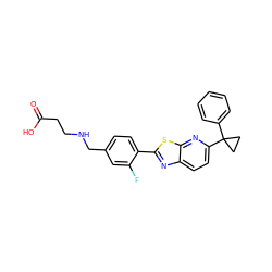 O=C(O)CCNCc1ccc(-c2nc3ccc(C4(c5ccccc5)CC4)nc3s2)c(F)c1 ZINC000082154664