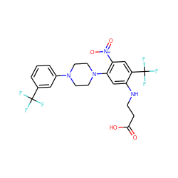 O=C(O)CCNc1cc(N2CCN(c3cccc(C(F)(F)F)c3)CC2)c([N+](=O)[O-])cc1C(F)(F)F ZINC000013589481