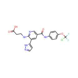 O=C(O)CCNc1ncc(C(=O)Nc2ccc(OC(F)(F)Cl)cc2)cc1-c1ccn[nH]1 ZINC000224412820