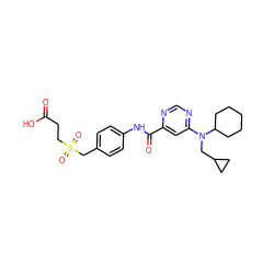 O=C(O)CCS(=O)(=O)Cc1ccc(NC(=O)c2cc(N(CC3CC3)C3CCCCC3)ncn2)cc1 ZINC000144384518