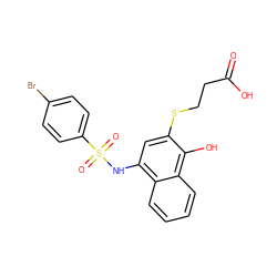 O=C(O)CCSc1cc(NS(=O)(=O)c2ccc(Br)cc2)c2ccccc2c1O ZINC000008870698