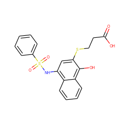 O=C(O)CCSc1cc(NS(=O)(=O)c2ccccc2)c2ccccc2c1O ZINC000005516228