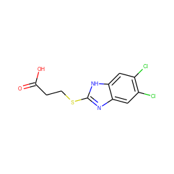 O=C(O)CCSc1nc2cc(Cl)c(Cl)cc2[nH]1 ZINC000212950118