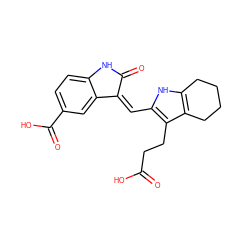 O=C(O)CCc1c(/C=C2\C(=O)Nc3ccc(C(=O)O)cc32)[nH]c2c1CCCC2 ZINC000003815532