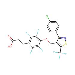 O=C(O)CCc1c(F)c(F)c(OCc2c(-c3ccc(Cl)cc3)nsc2C(F)(F)F)c(F)c1F ZINC000217600915