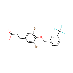 O=C(O)CCc1cc(Br)c(OCc2cccc(C(F)(F)F)c2)c(Br)c1 ZINC000014969147