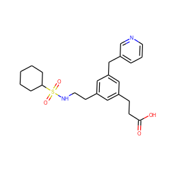 O=C(O)CCc1cc(CCNS(=O)(=O)C2CCCCC2)cc(Cc2cccnc2)c1 ZINC000013765923