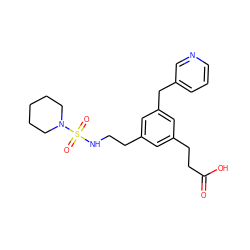 O=C(O)CCc1cc(CCNS(=O)(=O)N2CCCCC2)cc(Cc2cccnc2)c1 ZINC000013765932