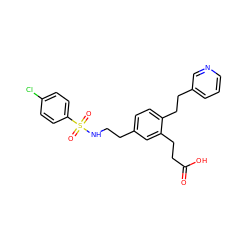 O=C(O)CCc1cc(CCNS(=O)(=O)c2ccc(Cl)cc2)ccc1CCc1cccnc1 ZINC000029398241