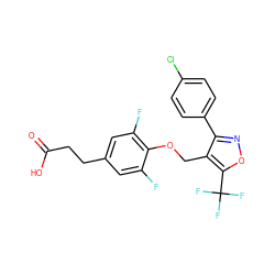 O=C(O)CCc1cc(F)c(OCc2c(-c3ccc(Cl)cc3)noc2C(F)(F)F)c(F)c1 ZINC001772579709