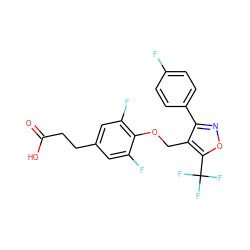 O=C(O)CCc1cc(F)c(OCc2c(-c3ccc(F)cc3)noc2C(F)(F)F)c(F)c1 ZINC001772606579