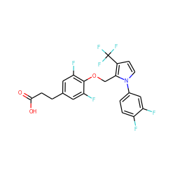 O=C(O)CCc1cc(F)c(OCc2c(C(F)(F)F)ccn2-c2ccc(F)c(F)c2)c(F)c1 ZINC000221850632